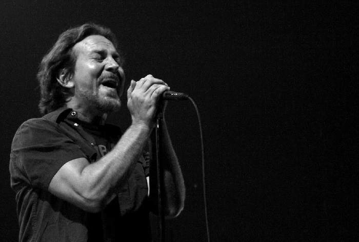 Photo: Eddie Vedder at Joe Louis Arena in Detroit, Michigan, in 2014.