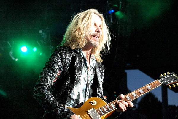 Tommy Shaw of Styx performing live at DTE Energy Music Theatre in Clarkston, Michigan.