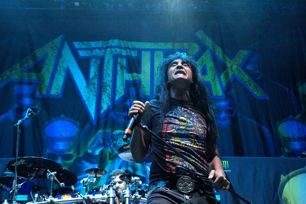 Anthrax's Joey Belladonna performing live at Van Andel Arena in Grand Rapids, Michigan.