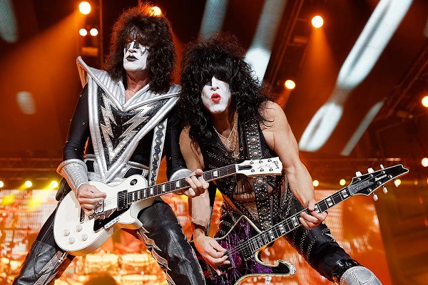 Kiss performing live at DTE Energy Music Theatre in Clarkston, Michigan.