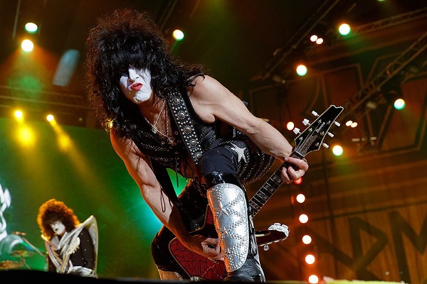 Kiss' Paul Stanley performing live at DTE Energy Music Theatre in Clarkston, Michigan.