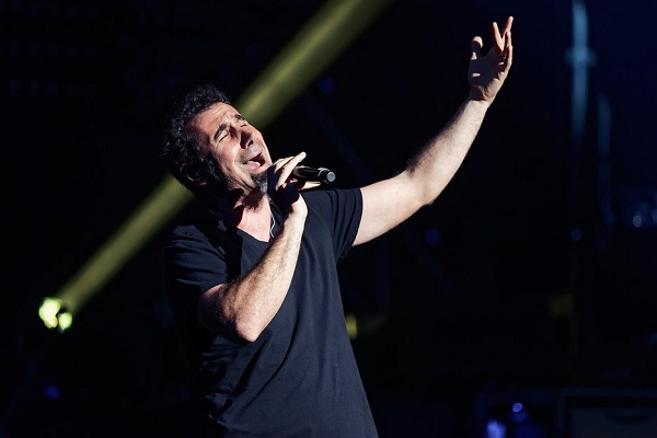 Serj Tankian of System of a Down performing live at DTE Energy Music Theatre.