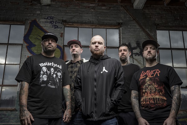 Hatebreed promo photograph of the full band.