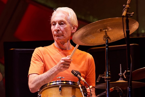 Charlie Watts of the Rolling Stones performing live.