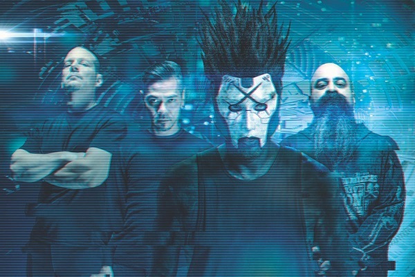 Static-X, pictured from left to right: Ken Jay (drums), Koichi Fukuda (guitars), Xer0 (vocals), Tony Campos (bass).