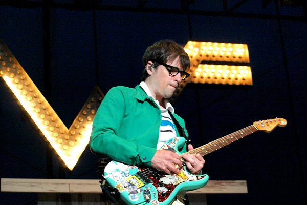 Photo of Rivers Cuomo of Weezer performing at Soaring Eagle in Mount Pleasant, Michigan.
