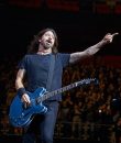 Dave Grohl and Foo Fighters performing at DTE Energy Music Theatre near Detroit, Michigan.