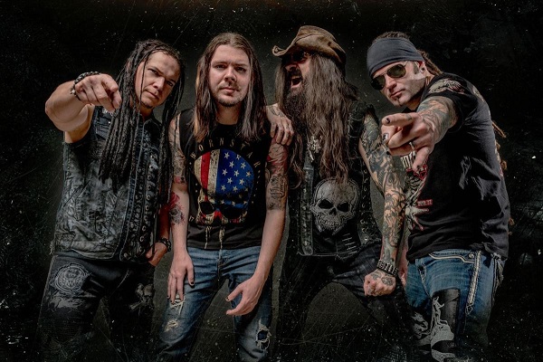 Saliva's current lineup, including Bobby Amaru on vocals, Wayne Swinny on guitar, Paul Crosby on drums and Brad Stewart on bass.