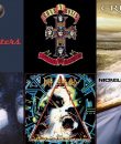 Album art from Foo Fighters, Guns N' Roses, Creed, Nickelback, Def Leppard and Staind.