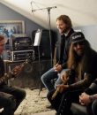 Nu-metal band Saliva in the studio working on new music.