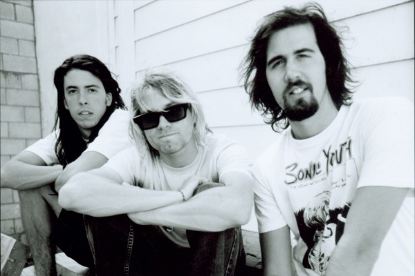 A classic Nirvana promo photo from the 1990s taken by Chris Cuffaro.