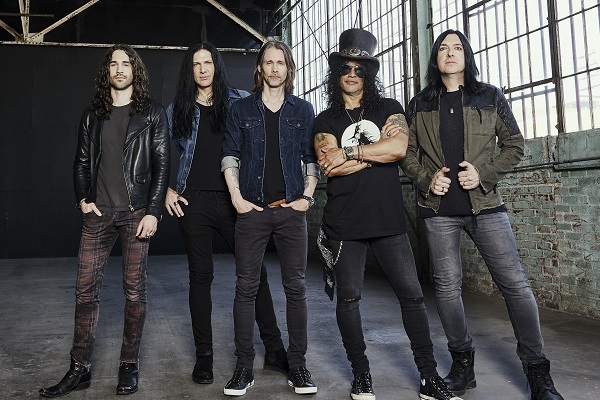 Portrait photograph of Slash featuring Myles Kennedy and the Conspirators.