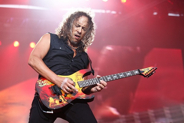 Kirk Hammett of the metal band Metallica performing live.