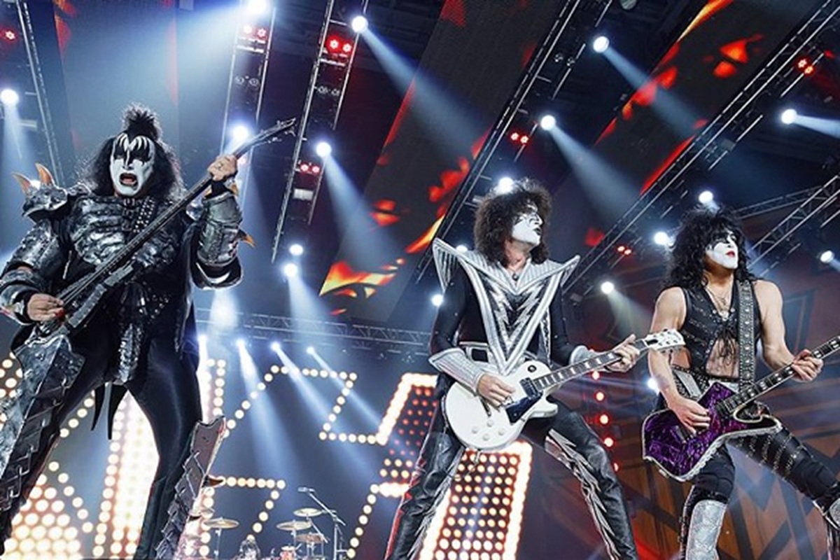 Rock band Kiss performing in Detroit.
